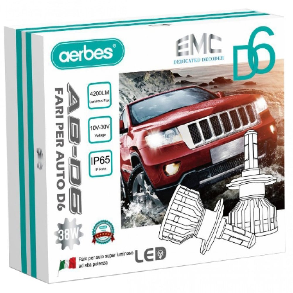 2x aerbes® Λαμπτήρες LED SMD Φώτα Πορείας H4 36W 6000K D4 4200Lm